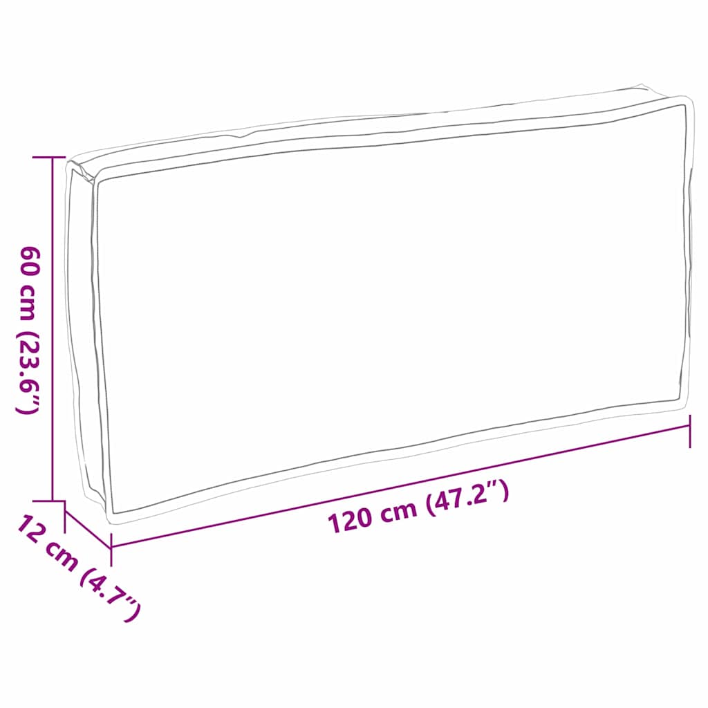 Pallet Cushion for Seat / Backrest Grey 120 x 60 x 12 cm